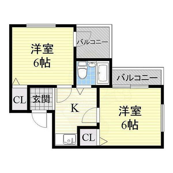 パラツオ姫島(2K/3階)の間取り写真