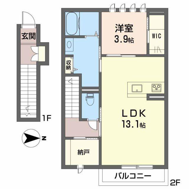 リバーサ道後桜館(1LDK/2階)の間取り写真