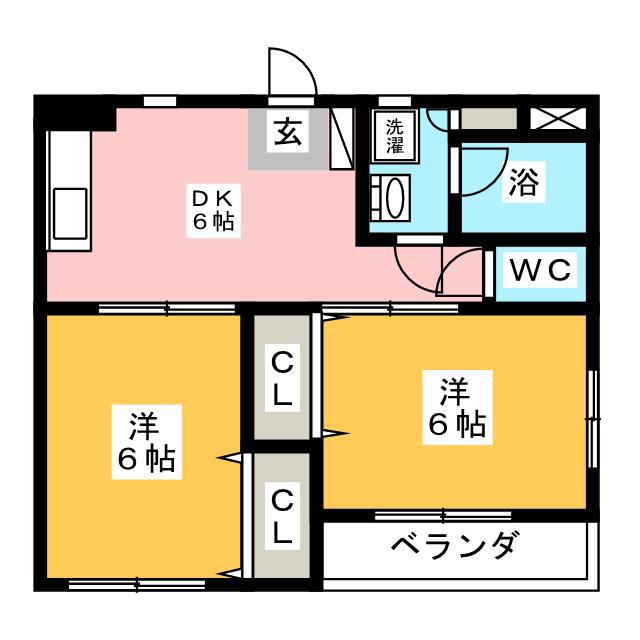 ハイムユキ(2DK/1階)の間取り写真