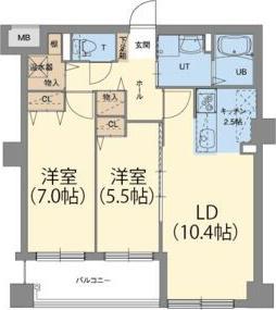 エナコート南円山(2LDK/7階)の間取り写真