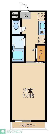 プレサージュ草加(1K/2階)の間取り写真