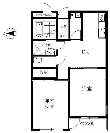 ブリトニーコート池上(2DK/2階)の間取り写真