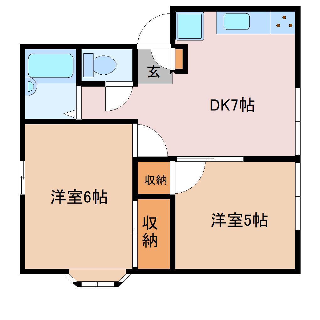 シーサイド11番館(2DK/1階)の間取り写真