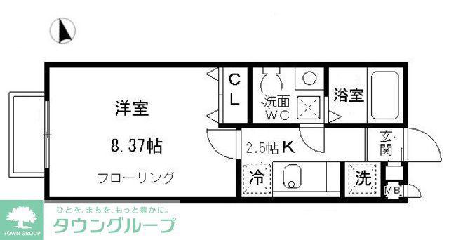 ソレーユ宮前(1K/2階)の間取り写真