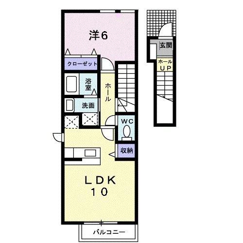 ホークフェザー12(1LDK/2階)の間取り写真
