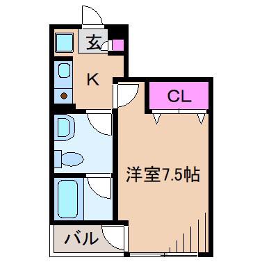 キャピタルメイト(1K/1階)の間取り写真