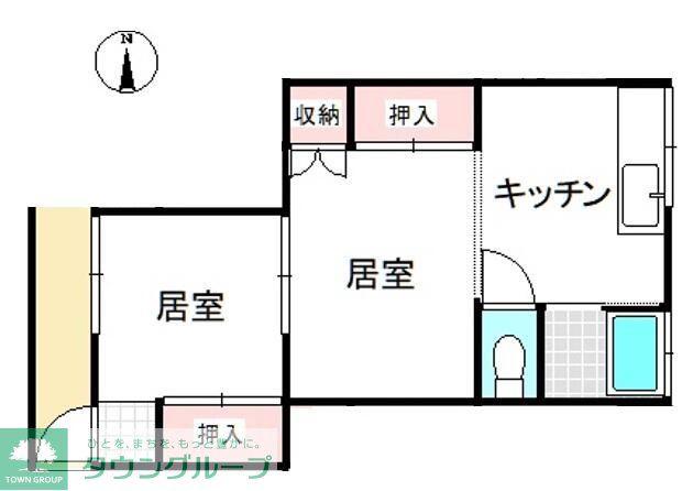 草加市両新田東町アパート(2K/2階)の間取り写真