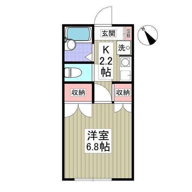 サンライズIII(1K/2階)の間取り写真
