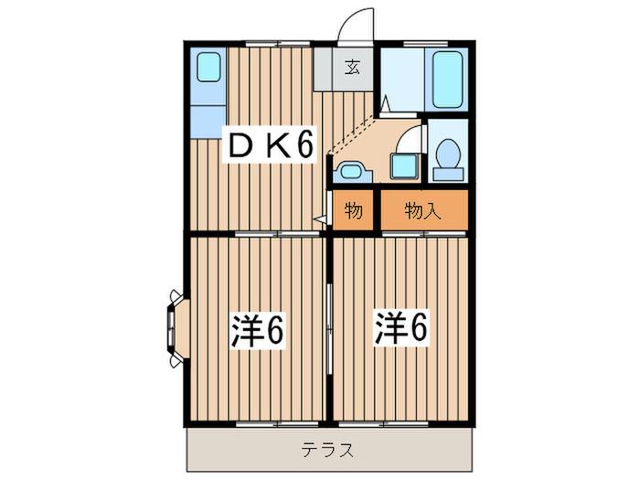 コスモエステ-ト(2DK/1階)の間取り写真