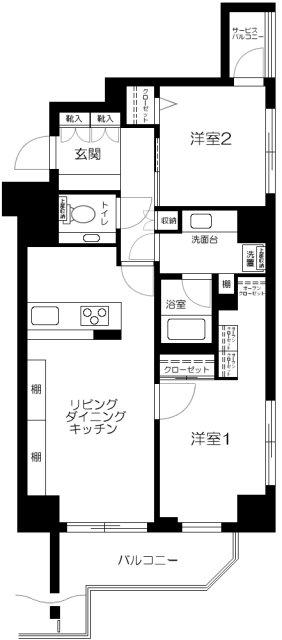 パルテール目黒青葉台(2LDK/5階)の間取り写真