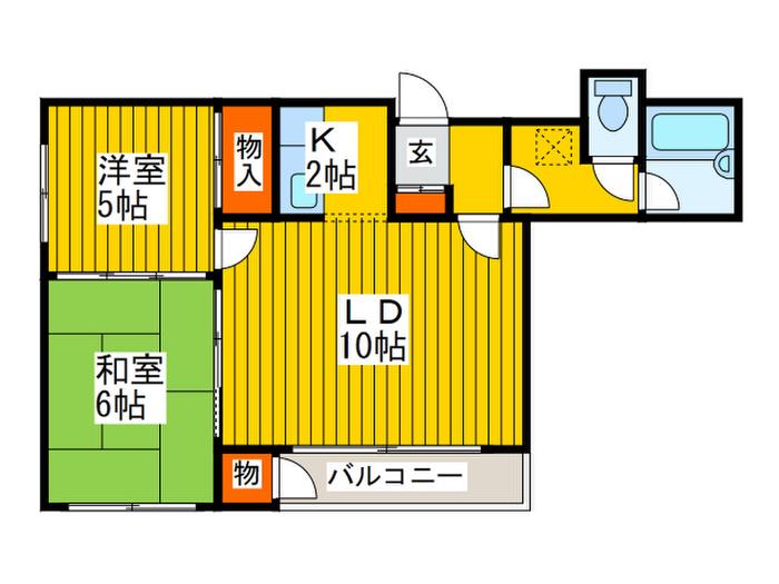 スズキビル(2LDK/3階)の間取り写真