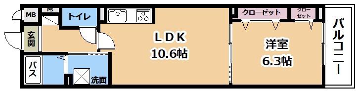 ADVANCE(1LDK/2階)の間取り写真
