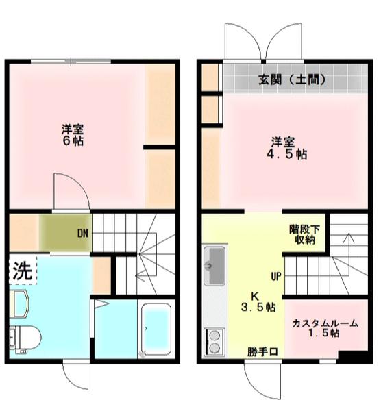 緑町の長屋(1LDK/1階)の間取り写真