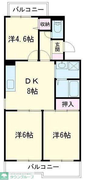 サンコート若草台(3DK/2階)の間取り写真