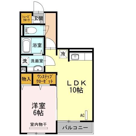 サウスコート(1LDK/3階)の間取り写真