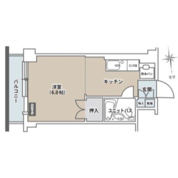 リラハイツ北14条(1K/4階)の間取り写真