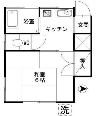 豊荘(1K/1階)の間取り写真