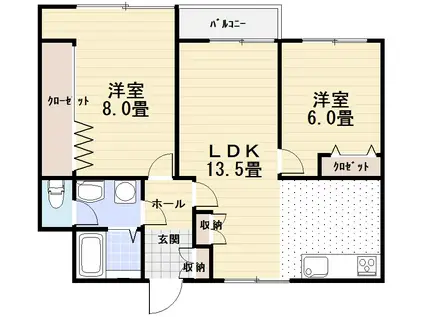 サングランドハイツ(2LDK/1階)の間取り写真