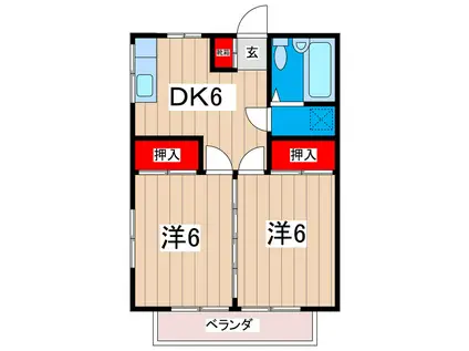 富山マンション(2DK/2階)の間取り写真