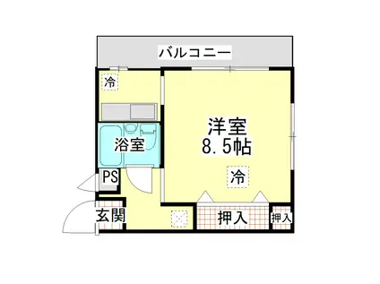 ミレニアム坂戸(1K/2階)の間取り写真