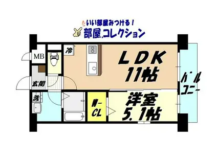 リオ ラクーコ(1LDK/9階)の間取り写真