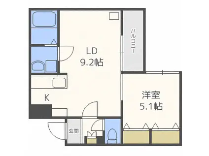 フェイバリト麻生(1LDK/4階)の間取り写真