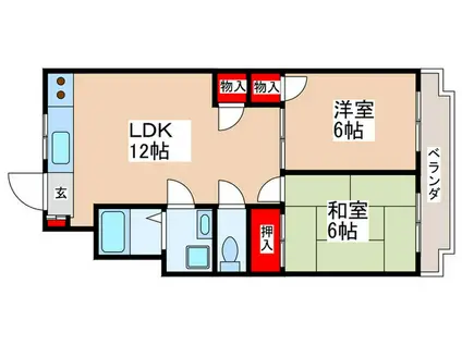 カトウハイツ日野坂(2LDK/4階)の間取り写真