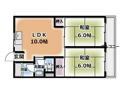 ロイヤルハイツ木村1号館(2LDK/4階)の間取り写真