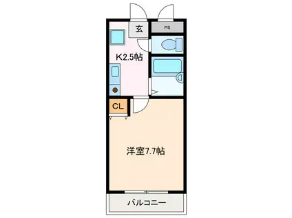 エスパシオ千代崎(1K/3階)の間取り写真