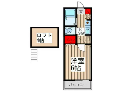 カ―サ エストレ―ラ(1K/2階)の間取り写真
