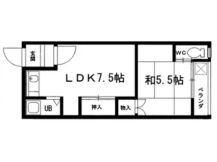 福井マンション(1LDK/3階)の間取り写真