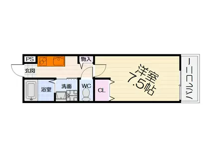 アジュール石津(1K/3階)の間取り写真