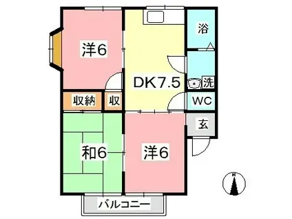 メゾンドボヌールI(3DK/2階)の間取り写真