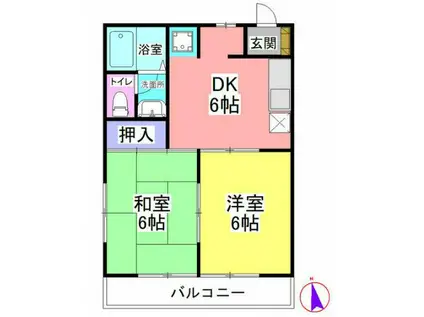 ロキシーサニーハウス(2DK/3階)の間取り写真