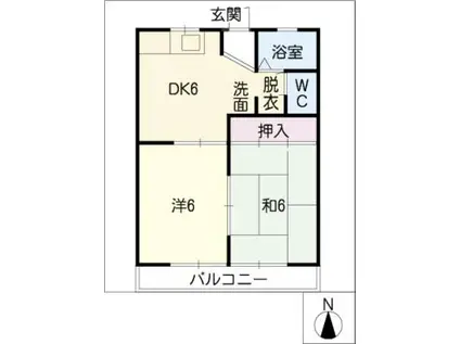 ハイツ早川(2DK/1階)の間取り写真