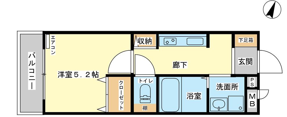 ハイツ中浜(1K/1階)の間取り写真