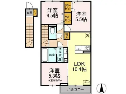 ペアージュ I(3LDK/2階)の間取り写真