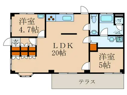 中野ヒルズ(2LDK/1階)の間取り写真