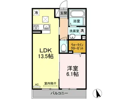 楓III(1LDK/1階)の間取り写真