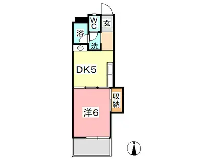 美和ハイツ(1DK/4階)の間取り写真