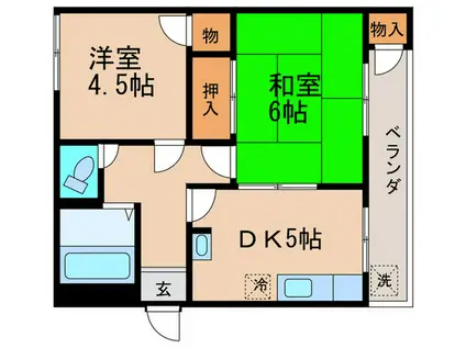 かずみマンションI(2DK/1階)の間取り写真