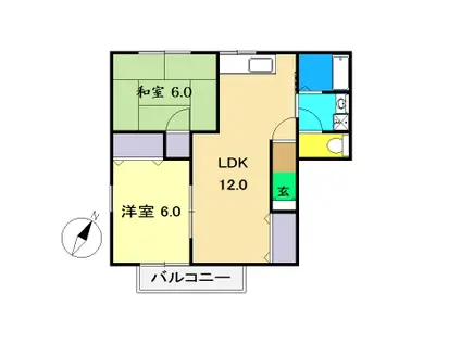 セジュール深田 D棟(2LDK/2階)の間取り写真