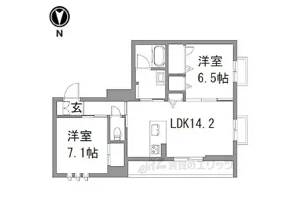 シャーメゾン六条荘(2LDK/2階)の間取り写真