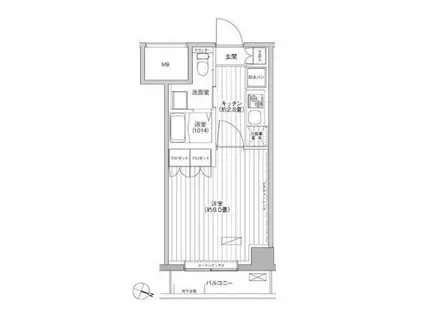 ヒューリック世田谷(1K/2階)の間取り写真