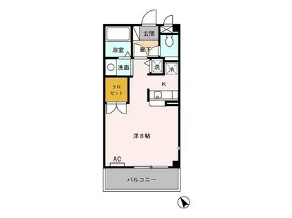 ヴェル ソレイユ(ワンルーム/3階)の間取り写真