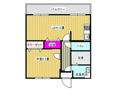 パークサイドイズミヤII(1LDK/5階)の間取り写真