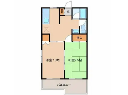 カーサフェリーチェ(2DK/2階)の間取り写真