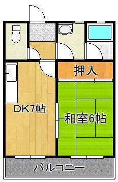 コンプレート中津口(1DK/2階)の間取り写真
