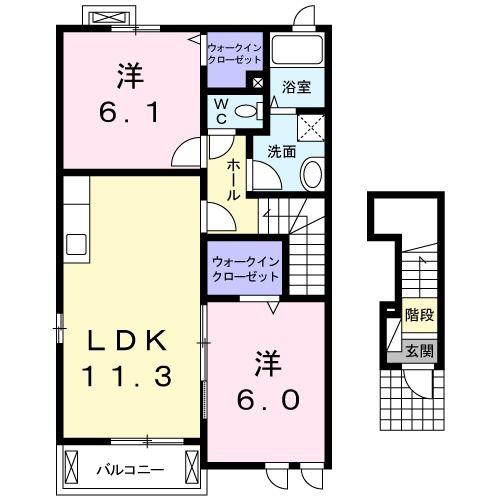 メゾン・ド・ブリーズB(2LDK/2階)の間取り写真