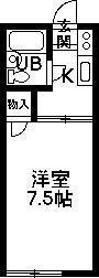 向日葵ハイツ(1K/2階)の間取り写真